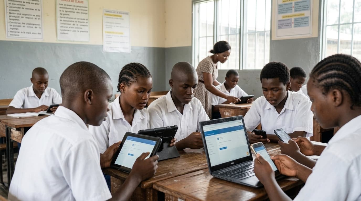Élèves utilisant des outils numériques en classe
